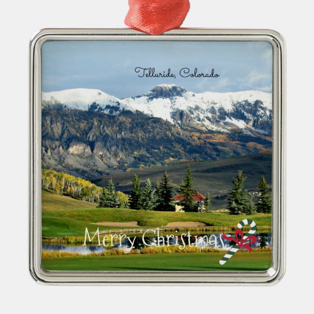 Beautiful Telluride, Colorado, Merry Christmas Metal Ornament (Front)