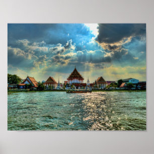 Beautiful Temples near Bangkok at dusk Poster