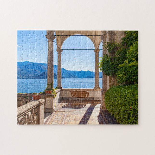 Beautiful terrace on lake Como, Lombardy, Italy Jigsaw Puzzle (Horizontal)