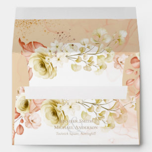 Beautiful Terracotta Floral Wedding Envelope