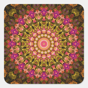 beautiful textile carpet mandala pattern square sticker