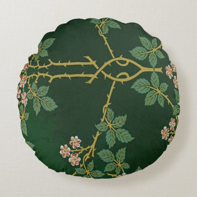 Beautiful textile pattern, William Morris ,Belle e Round Cushion (Front)