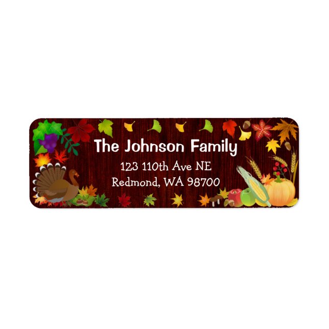 Beautiful Thanksgiving Harvest Return Address Label (Front)