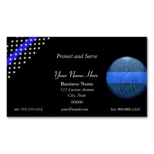 Beautiful Thin Blue Line Police St Michael Magnetic Business Card