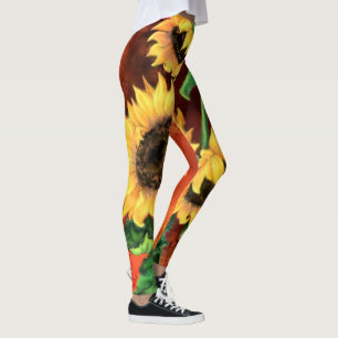 Beautiful Three Sunflowers - Migned Art Painting Leggings