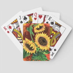 Beautiful Three Sunflowers - Migned Art Painting Playing Cards