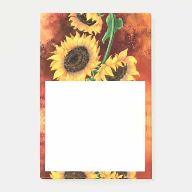 Beautiful Three Sunflowers - Migned Art Painting - Post-it Notes (Front)