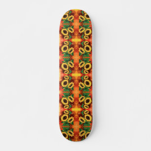 Beautiful Three Sunflowers - Migned Art Painting Skateboard