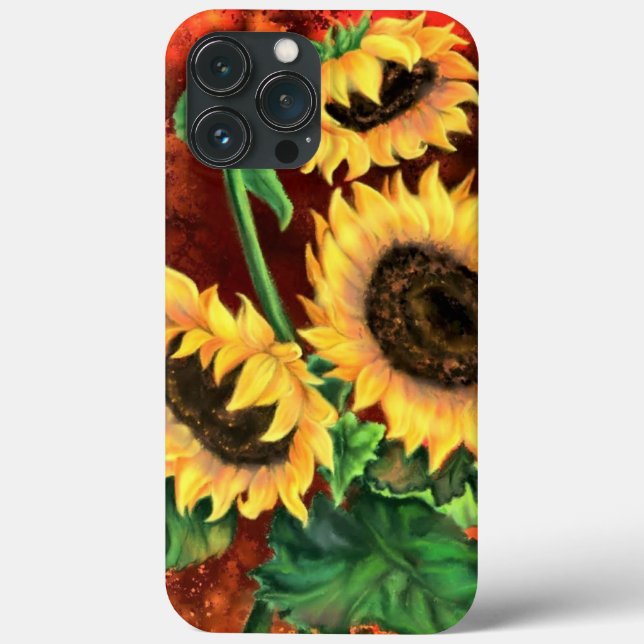 Beautiful Three Sunflowers - Painting Art Case-Mate iPhone Case (Back)