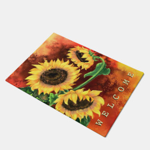 Beautiful Three Sunflowers - Welcome Doormat