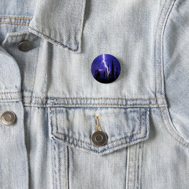 beautiful thunder over the forest 3 cm round badge (In Situ)