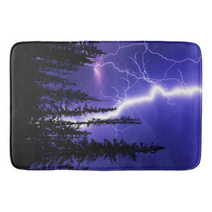 beautiful thunder over the forest bath mat