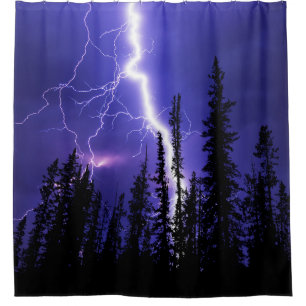 beautiful thunder over the forest shower curtain