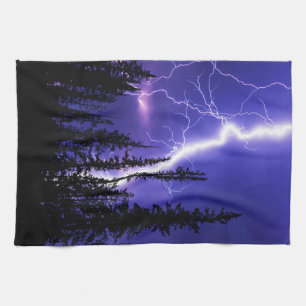 beautiful thunder over the forest tea towel