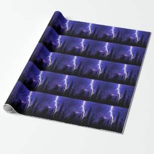 beautiful thunder over the forest wrapping paper