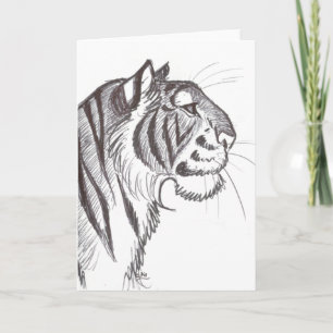 Beautiful Tiger drawing greeting card