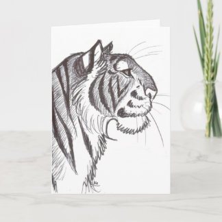 Beautiful Tiger drawing greeting card
