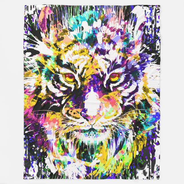 Beautiful Tiger Fleece Blanket | Orange Tiger (Front)