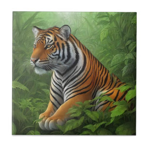 Beautiful tiger in jungle ceramic tile