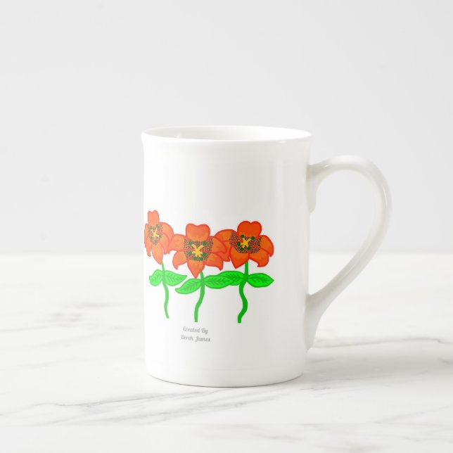Beautiful Tiger Lilies Bone China Mug (Right)