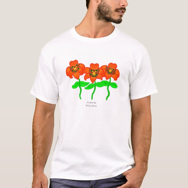 Beautiful Tiger Lilies Men's White Basic T Shirt (Front)