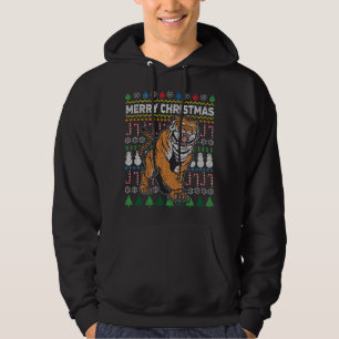 Beautiful Tiger Merry Christmas Ugly Xmas Big Cat Hoodie