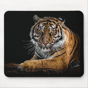 Beautiful Tiger with Black Background Mouse Pad