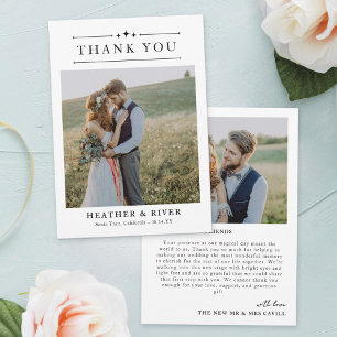 Beautiful Timeless Minimalist 2 Photos Wedding Thank You Card