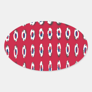 Beautiful Tiny Korean Flag Design A Red Base Print Oval Sticker