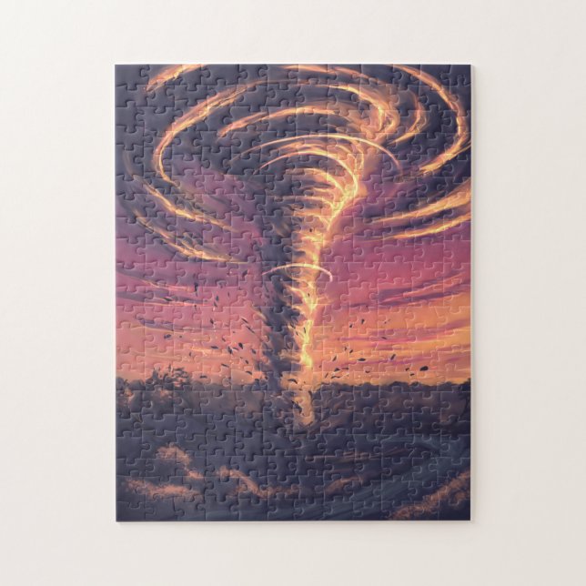 Beautiful tornado at the sunset jigsaw puzzle (Vertical)