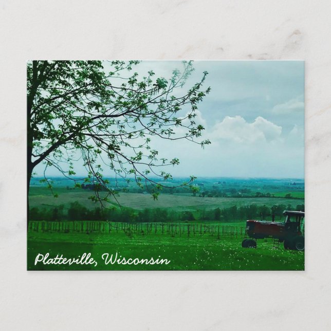 Beautiful Tractor Platteville, Wisconsin Postcard (Front)