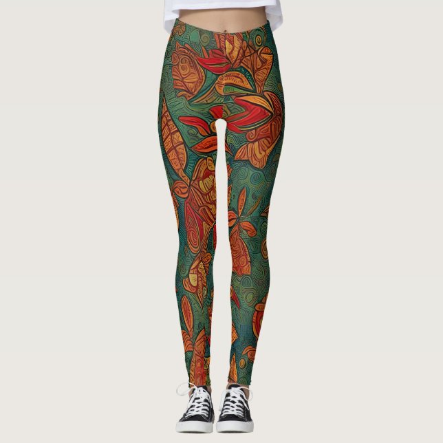 Beautiful Traditional Abstract Art Leggings (Front)