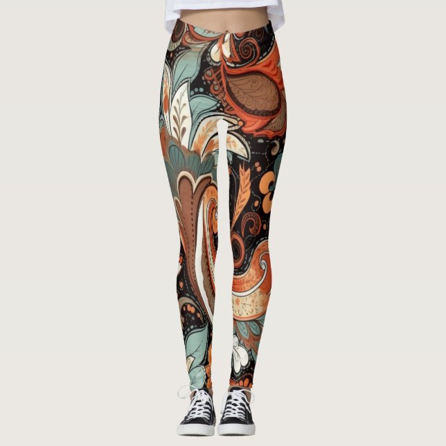 Beautiful Traditional Abstract Art Leggings (Front)