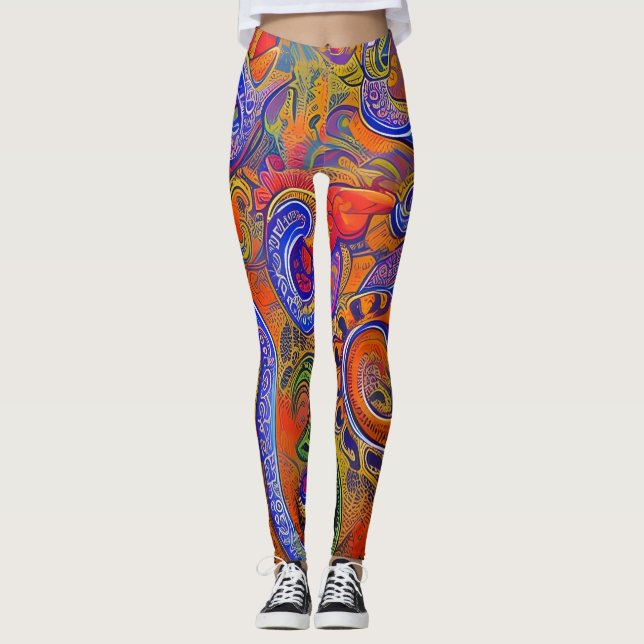 Beautiful Traditional Abstract Art Leggings (Front)