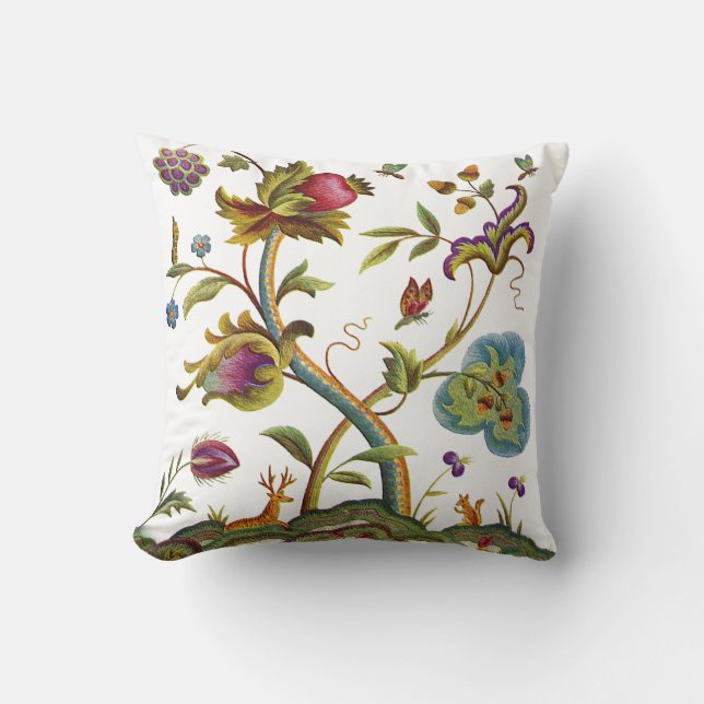 Beautiful Traditional Jacobean Crewel Embroidery Cushion (Front)