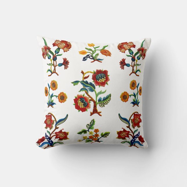 Beautiful Traditional Jacobean Crewel Embroidery Cushion (Front)