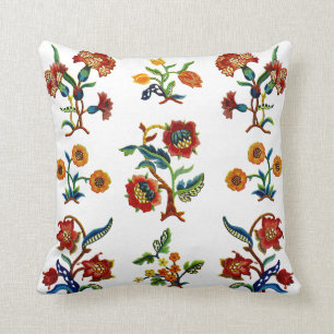 Beautiful Traditional Jacobean Crewel Embroidery Cushion