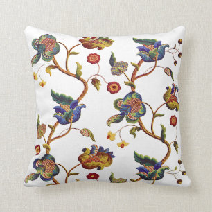 Beautiful Traditional Jacobean Crewel Embroidery Cushion