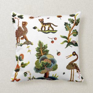 Beautiful Traditional Jacobean Crewel Embroidery Cushion