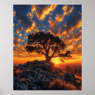 Beautiful Tree at Sunset Poster