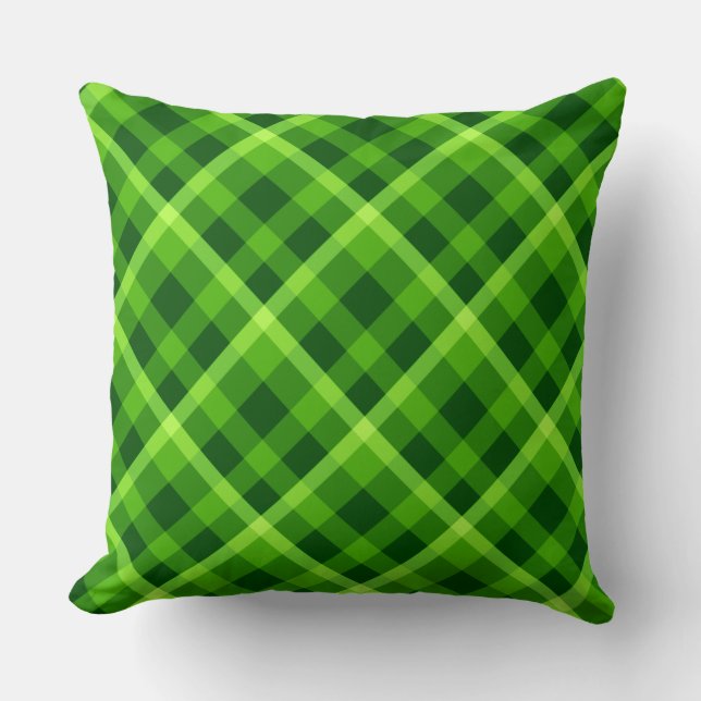 Beautiful Tree Green Plaid Big Throw Pillow (Front)