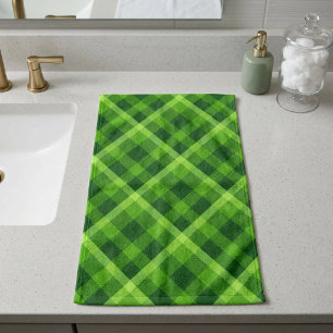 Beautiful Tree Green Plaid Hand Towel