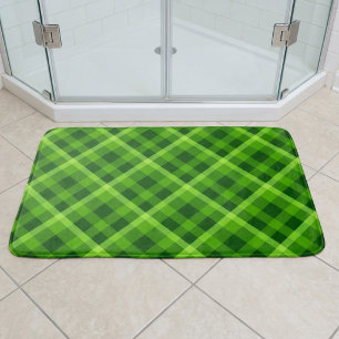 Beautiful Tree Green Plaid Large Bath Mat