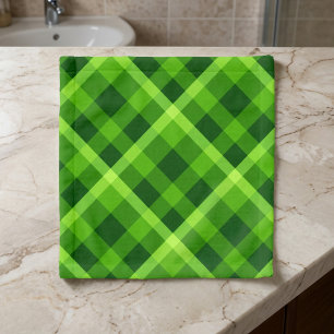 Beautiful Tree Green Plaid Washcloth Wash Cloth