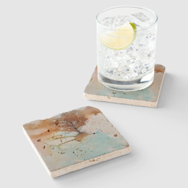 Beautiful Tree Landscape Art Stone Coaster (Side)