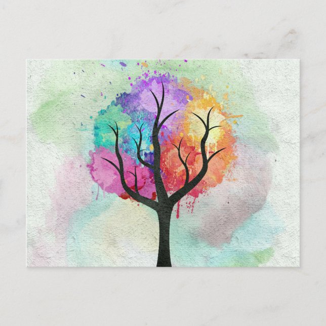 Beautiful Tree Pastel Colors Abstract Oil Painting Postcard (Front)