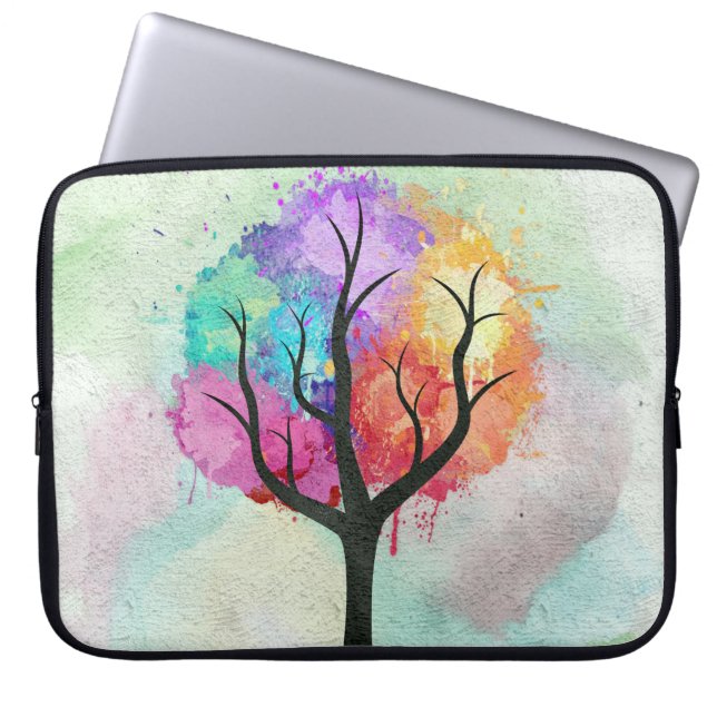 beautiful Tree Pastel Colours Abstract Oil Paintin Laptop Sleeve (Front)