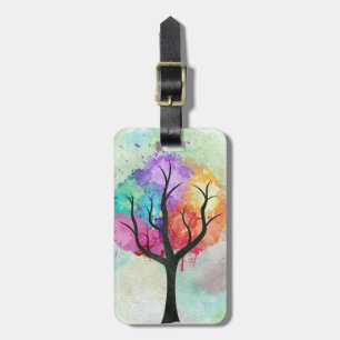 beautiful Tree Pastel Colours Abstract Oil Paintin Luggage Tag