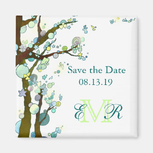 Beautiful Trees Monogram Wedding Save the Date Magnet