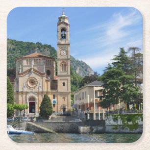 Beautiful Tremezzo Lake Como Italy Square Paper Coaster